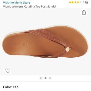 Vionic Flip Flop Brown Leather Sandal